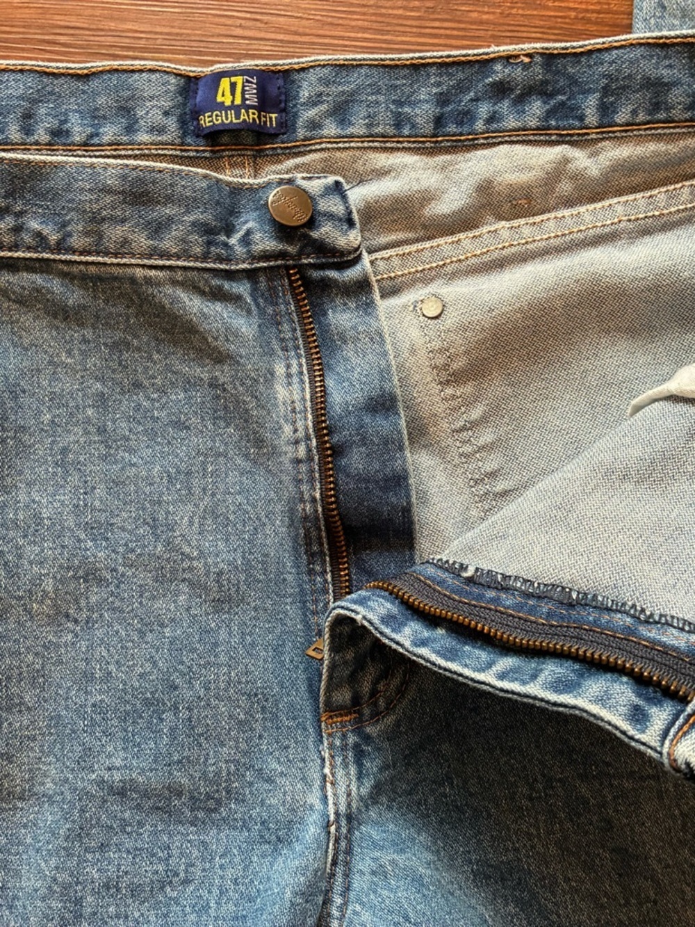 Wrangler 47MWZ Regular Fit Jeans 38x32 Vintage Fade Western Cowboy Denim USA - Picture 12 of 14